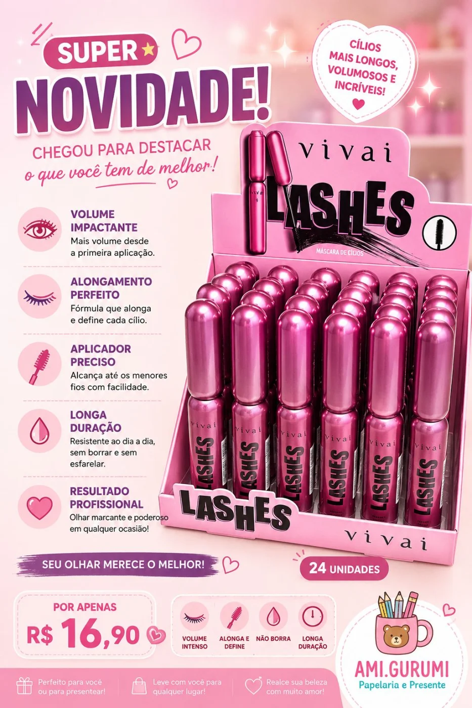 Máscara de Cílios Vivai Lashes Display