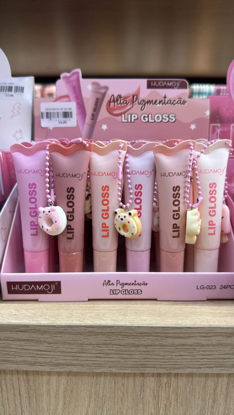 Lip Gloss Hudamoji com Chaveiro Donut